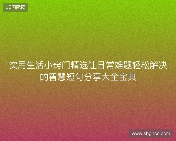 实用生活小窍门精选让日常难题轻松解决的智慧短句分享大全宝典
